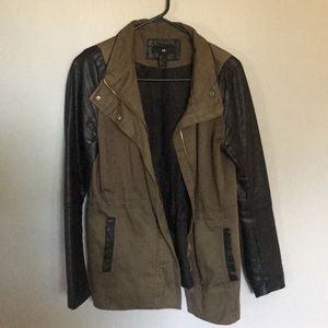 HM Utility Jacket with Faux Leather Sleeves